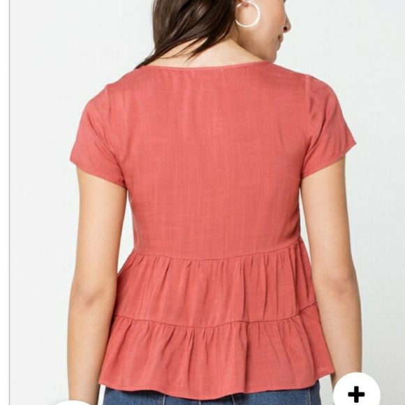 Nwt!  Mauve Solid Tier Babydoll Top - Picture 3 of 5